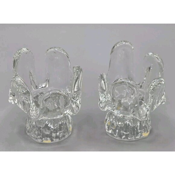 VTG Kosta Boda Goran Warff Sunflower Glass Candleholders Set of‎ 2 1970's Sweden - Picture 1 of 10